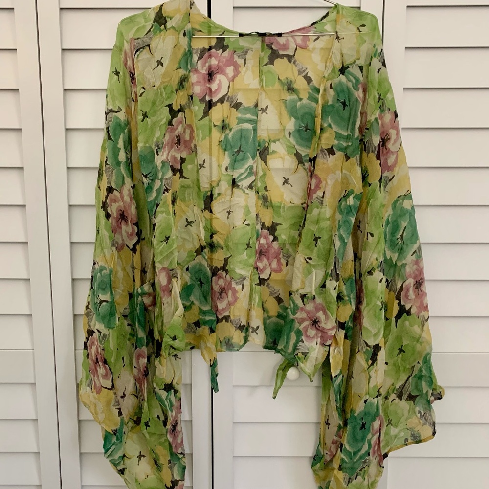 Winter Kate Silk Floral Cardigan Size Medium